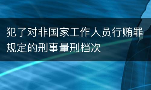 犯了对非国家工作人员行贿罪规定的刑事量刑档次