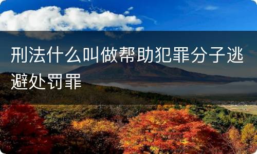 刑法什么叫做帮助犯罪分子逃避处罚罪