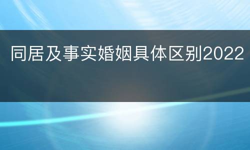 同居及事实婚姻具体区别2022