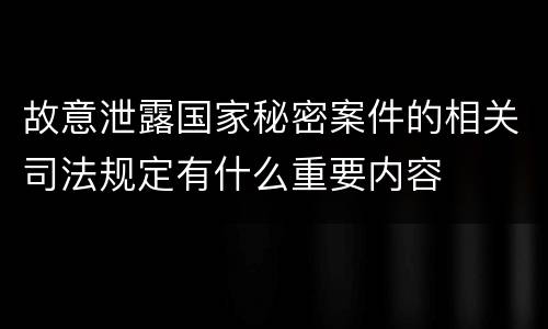 故意泄露国家秘密案件的相关司法规定有什么重要内容