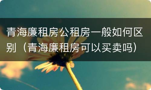 青海廉租房公租房一般如何区别（青海廉租房可以买卖吗）