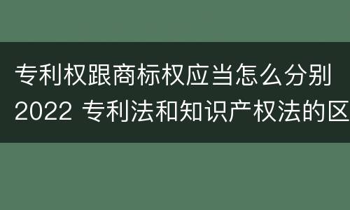 专利权跟商标权应当怎么分别2022 专利法和知识产权法的区别