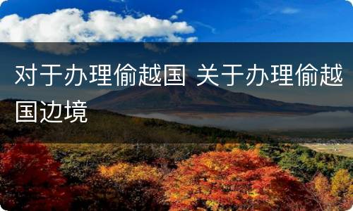 对于办理偷越国 关于办理偷越国边境
