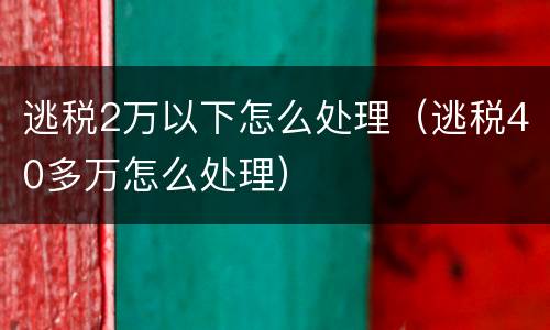 逃税2万以下怎么处理（逃税40多万怎么处理）