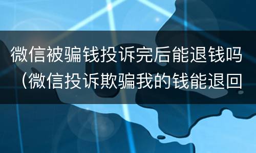 微信被骗钱投诉完后能退钱吗（微信投诉欺骗我的钱能退回来吗）