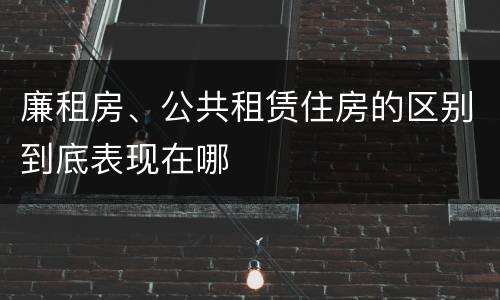 廉租房、公共租赁住房的区别到底表现在哪