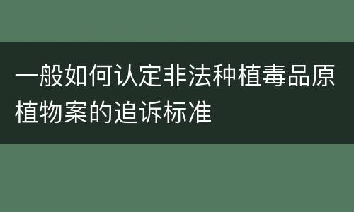 一般如何认定非法种植毒品原植物案的追诉标准