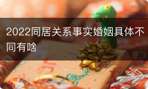2022同居关系事实婚姻具体不同有啥