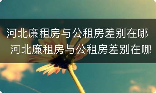 河北廉租房与公租房差别在哪 河北廉租房与公租房差别在哪里