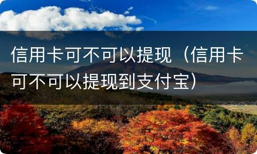 信用卡可不可以提现（信用卡可不可以提现到支付宝）