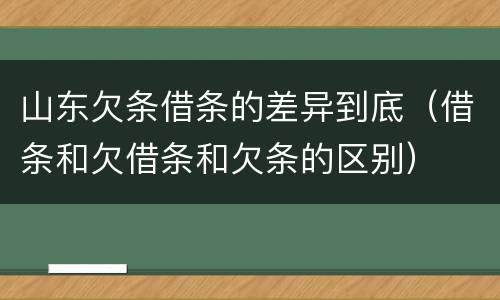 山东欠条借条的差异到底（借条和欠借条和欠条的区别）