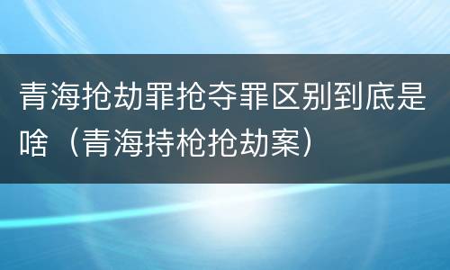 青海抢劫罪抢夺罪区别到底是啥（青海持枪抢劫案）