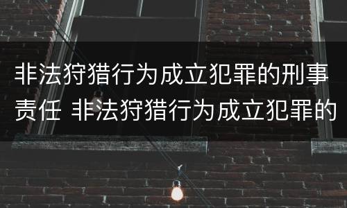 非法狩猎行为成立犯罪的刑事责任 非法狩猎行为成立犯罪的刑事责任是
