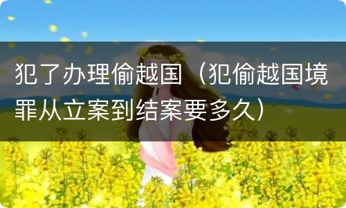 犯了办理偷越国（犯偷越国境罪从立案到结案要多久）