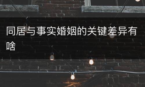 同居与事实婚姻的关键差异有啥