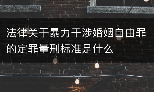 法律关于暴力干涉婚姻自由罪的定罪量刑标准是什么