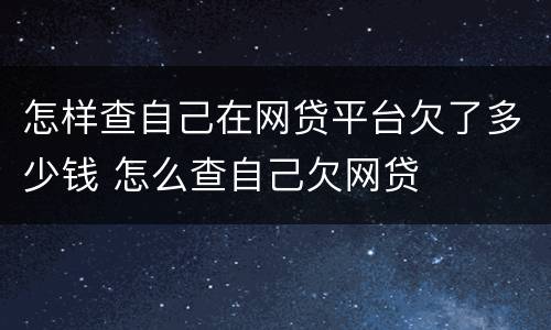 怎样查自己在网贷平台欠了多少钱 怎么查自己欠网贷