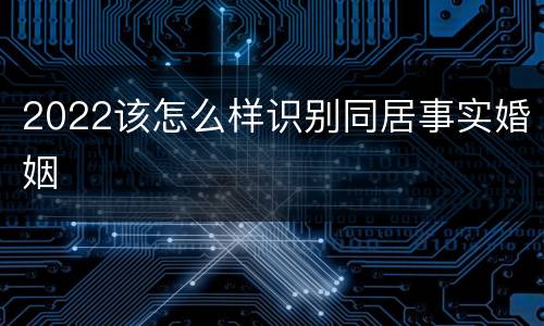 2022该怎么样识别同居事实婚姻