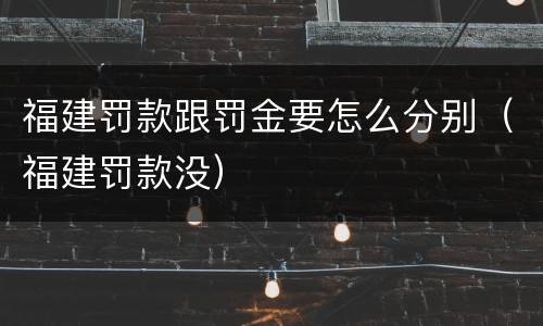 福建罚款跟罚金要怎么分别（福建罚款没）