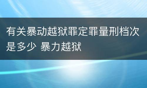 有关暴动越狱罪定罪量刑档次是多少 暴力越狱