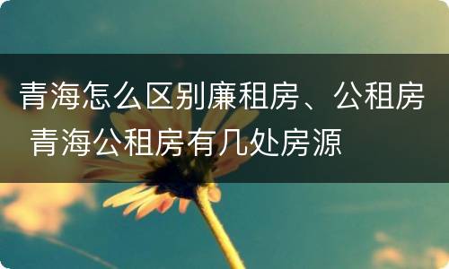 青海怎么区别廉租房、公租房 青海公租房有几处房源