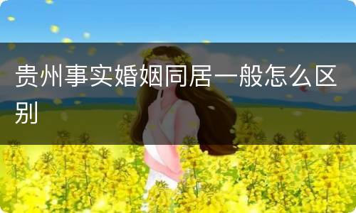 贵州事实婚姻同居一般怎么区别