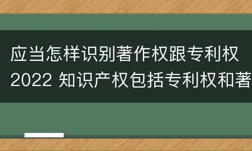 应当怎样识别著作权跟专利权2022 知识产权包括专利权和著作权吗