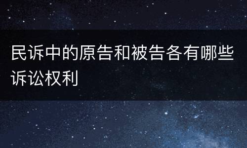 民诉中的原告和被告各有哪些诉讼权利
