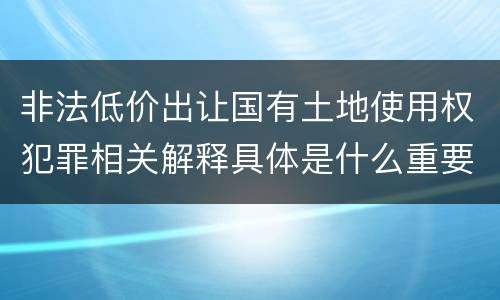 非法低价出让国有土地使用权犯罪相关解释具体是什么重要内容