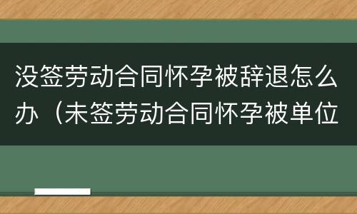 没签劳动合同怀孕被辞退怎么办（未签劳动合同怀孕被单位辞退）