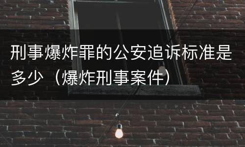 刑事爆炸罪的公安追诉标准是多少（爆炸刑事案件）