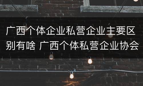 广西个体企业私营企业主要区别有啥 广西个体私营企业协会