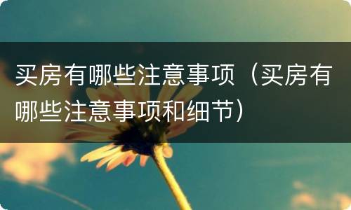 买房有哪些注意事项（买房有哪些注意事项和细节）