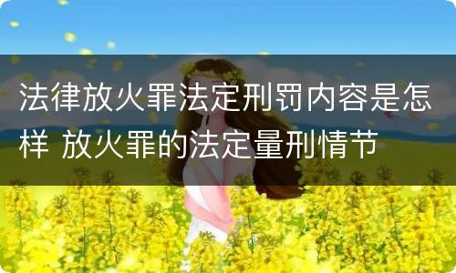 法律放火罪法定刑罚内容是怎样 放火罪的法定量刑情节