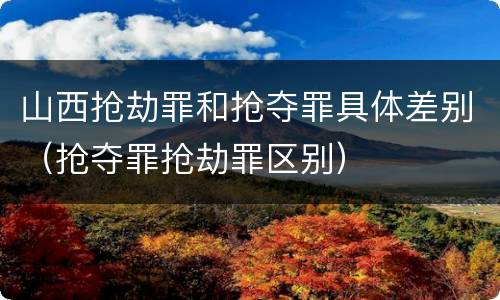 山西抢劫罪和抢夺罪具体差别（抢夺罪抢劫罪区别）