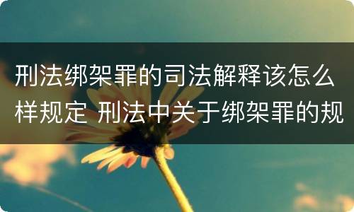 刑法绑架罪的司法解释该怎么样规定 刑法中关于绑架罪的规定