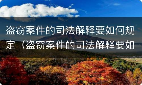 盗窃案件的司法解释要如何规定（盗窃案件的司法解释要如何规定罪名）