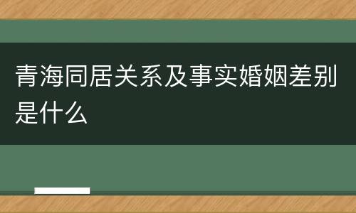 青海同居关系及事实婚姻差别是什么