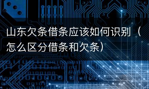 山东欠条借条应该如何识别（怎么区分借条和欠条）