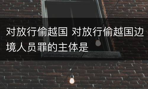 对放行偷越国 对放行偷越国边境人员罪的主体是