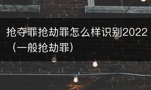 抢夺罪抢劫罪怎么样识别2022（一般抢劫罪）