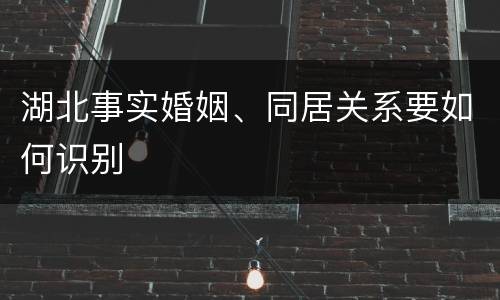 湖北事实婚姻、同居关系要如何识别