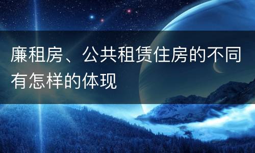 廉租房、公共租赁住房的不同有怎样的体现