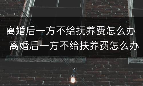 离婚后一方不给抚养费怎么办 离婚后一方不给扶养费怎么办