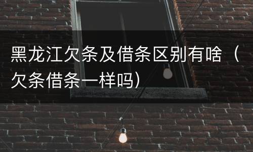 黑龙江欠条及借条区别有啥（欠条借条一样吗）