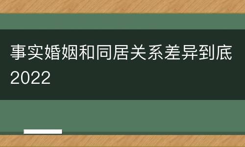 事实婚姻和同居关系差异到底2022