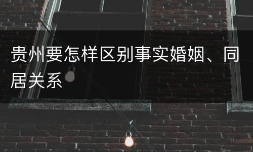贵州要怎样区别事实婚姻、同居关系