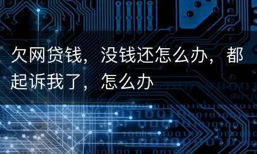 欠网贷钱，没钱还怎么办，都起诉我了，怎么办