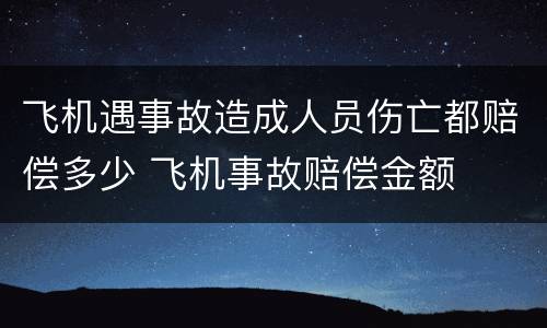飞机遇事故造成人员伤亡都赔偿多少 飞机事故赔偿金额