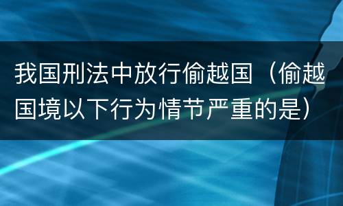 我国刑法中放行偷越国（偷越国境以下行为情节严重的是）